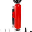 Ball Pump with Pressure Gauge, Dual Action Sports Ball Compact Pump with Needles and Nozzles, Portable Air Hand Pumps Little Pump for Basketball, Football, Soccer Ball, Rugby, Volleyball, Red