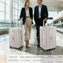 Hanke 24 Inch Plus Expandable Luggage Large Suitcases with Wheels, Medium Checked Luggage Hard Shell Suitcases, PC Trunk Luggage Extra Large Suitcase with Lock for Women Men(Ivory White)