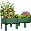 Green 3-in-1 Tomato Planter Box, Adjustable Raised Garden Bed with Trellis, 47.24x15.75x14.17 Inch Garden Planter for Tomatoes, Herbs, Flowers - 9.92lbs, Green