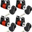 METOWARE Keyed Alike Trailer Coupler Lock, 1/4 Dia, 3/4 Span Heavy-Duty Steel Trailer Tongue Lock for Tow Boat RV Truck Car's Coupler with Anti-Rattle Rubber Rings (4 Pack)