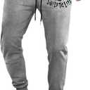 JMIERR Mens Sweatpants Tapered Gym Running Workout Pants Athletic Drawstring Joggers with Pockets (Medium, B Light Grey 2 Smiley Face)