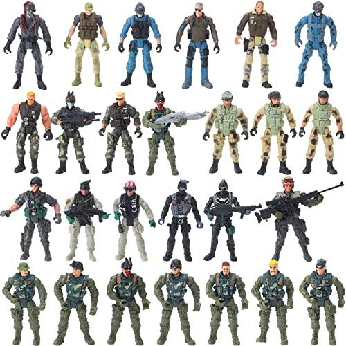 Tuanse 26 Pcs SWAT Team and Military Action Figures Playset with Weapons, Army Toys for Kids Boys Girls