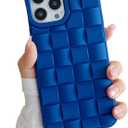 Ginkgonut Compatible with iPhone 13 Pro Max Case for Women/Girls, Soft Silicone Cute 3D Laid Desgin Shockproof Raised Bumper Corners Case.（Dark Blue）