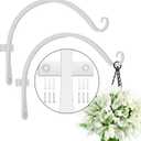 FEED GARDEN 2 Pack 12 Inch Hanging Plant Bracket Wall Hooks Decorative Plant Hangers for Outdoor Hanging Bird Feeders, Wind Chimes, Plant Baskets, White