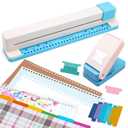 2Pcs/Set 30 Holes Binding Punch with Tab Punch Loose Leaf Paper Punch Machine Portable Hand Pushed Multi-Hole Puncher DIY Tab Maker for Journals Notebooks Scrapbook Albums