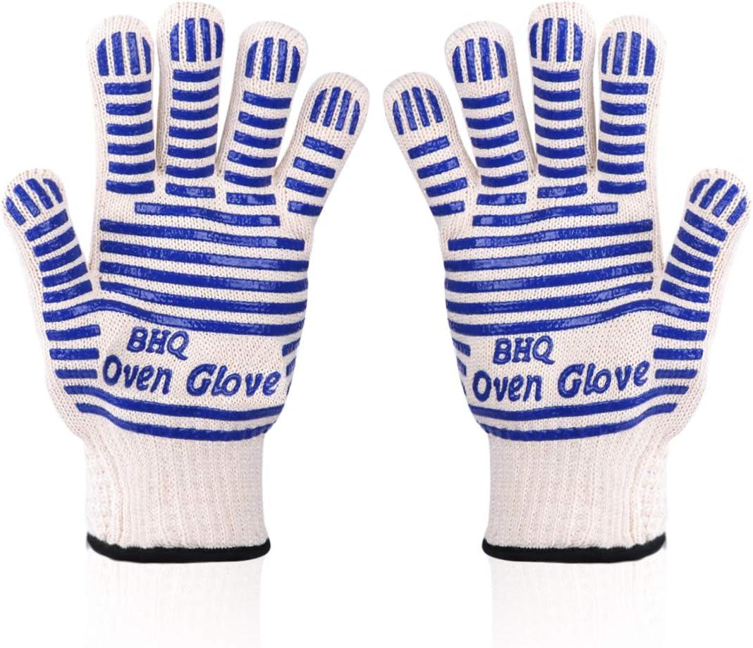 CZSYZCZS Extreme Heat Resistant Oven Gloves - 932F - Cooking Gloves for BBQ, Grilling, Baking,Cutting, Smoker Fireplace (Blue)