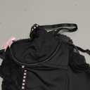 COZYEASE Women's 4 Piece Set Floral Lace Bow Front Garter Belt Babydoll Bustier Set with 1 Pair Stockings Lingerie Sets S