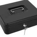 Cash Box with Lock and Money Tray Metal Money Box Large Cash Lock Box for Money 9.84" x 7.87" x 3.54" Black