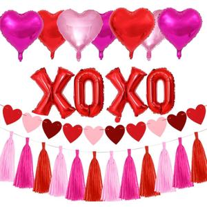 16 Inch XOXO LOVE Letters Pink Red Foil Balloons (XOXOLOVE) (RED XOXO-Multi-Color-Heart)