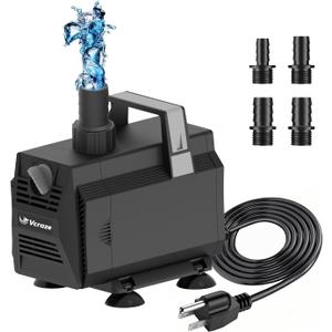 Submersible Water Pump 600GPH/35W Fountain Pumps with Flow Control, Pond Pump Submersible Outdoor with 10ft 3-Core Power cable for Hydroponics, Aquarium, Waterfall, Statuary, Water feature (600GPH(2270L/H))