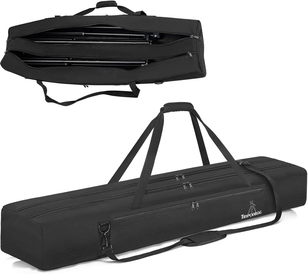TORIBIO 48.5" Multifunctional Tripod Bag, Heavy Duty Tripod Carrying Case with Dual Compartment for Music Stand, Mic Stand, Speakers Stand, Tripods, Lights, Boom Stand, Cameras, Monopods Stand