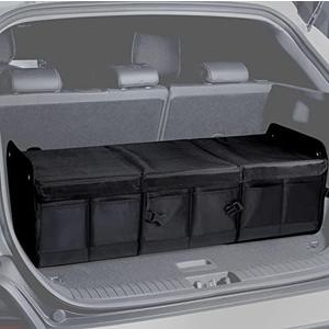 NINEDUCK Car Trunk Organizer with Lid - Heavy-Duty Extra Large Premium Black Oxford Cargo Storage, Adjustable & Collapsible for SUV, Van, Truck, Sedan, Jeep