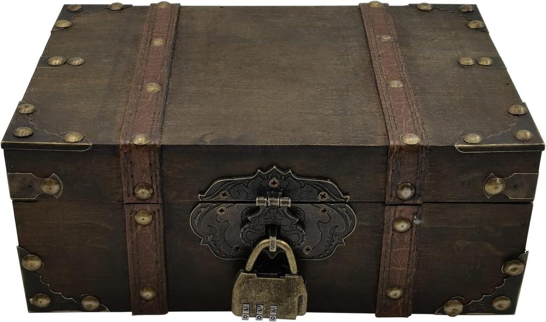 SafeDelux Large Bamboo Box with Combination Lock – Decorative Boxes with Removable Tray Kit, Airtight Glass Jars & Storage Accessories, Wooden Storage Kit for Home Use