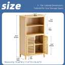 HITNET Bathroom Cabinet Freestanding, Bamboo Storage Cabinet 5-Tier Floor Cupboard with Door and Shelf for Bathroom, Kitchen, Hallway, Natural, Small