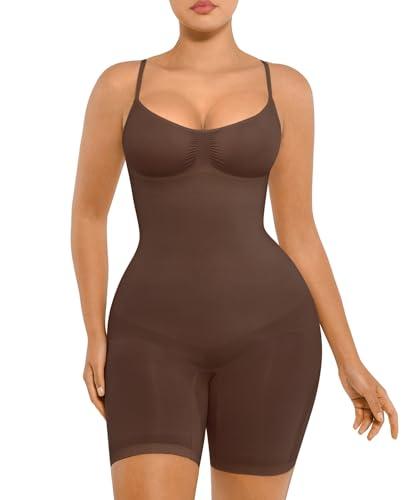 FeelinGirl Shapewear Bodysuit for Women Tummy Control Faja Seamless Hip Enhancer Thigh Slimmer Body Shaper Coffee Brown XL/XXL