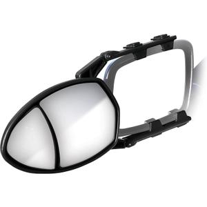 Camco Clamp-On Dual View Towing Mirror | Features 2 Independently Adjustable Mirrors and an Aerodynamic Design | Black (25653)
