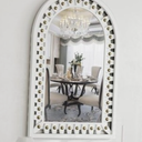 36x24 inches Modern White Arched Wall Mirror with Wooden Frame, Decorative Arch Mirrors for Bedroom, Living Room, or Entryway - Hang or Lean on Dresser