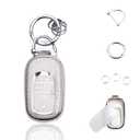Vehicleloong Key Fob Cover Case Shell Keychain for Honda Accord Civic CRV CR-V HRV HR-V Pilot 2022 2023 2024 2025 Sport SI EX EX-L Touring Accessories Accessory Girly Women 5 Button, Silver White, TPU