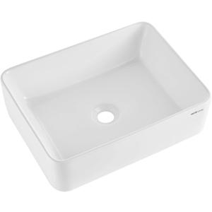 VEVOR Rectangle Vessel Sink, 19" x 14.7" Countertop, White Ceramic Above Counter, Modern Style, Bright and Elegant, Well-Packaged for Bathroom, Hotel, Toilet, RV