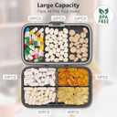 FYY Weekly Pill Organizer with Labels,8 Compartments Travel Daily Pill Case Airtight Moistureproof Large Pill Box to Hold Vitamins, Fish Oil, Supplements, Cotton Swab and Bandages-Black