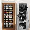 20-30 Pairs Over the Door Shoe Organizer, 10 Tiers Shoe Rack for Door, Hanging Shoe Organizer Storage for Closet, Bedroom, Bathroom with Wider & Deeper Pockets, Black