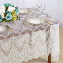 ShinyBeauty Lace-Tablecloth-Rectangular 60x120-Inch Lace Table Cloth 2 Pack Floral Lace Tablecloth White Vintage Table Cover Floral Overlay Tablecloth Rustic Party Tablecloth (2, White)