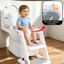 Potty Training Seat, Primlect Upgrade Toddler Toilet Seat for Kids Boys Girls, 2 in 1 Potty Training Toilet with Step Stool, Adjustable Seat and Ladder, Non-Slip Pad, Splash Guard (Light Grey)