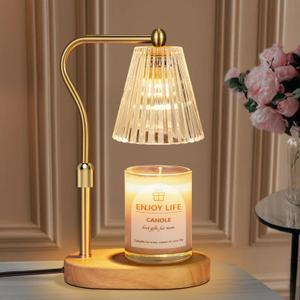 Candle Warmer Lamp with Timer Dimmer Adjustable Height for New Home Bedroom,Mothers Day Gifts,Vintage Home Decor for Scented Jar (Amber)