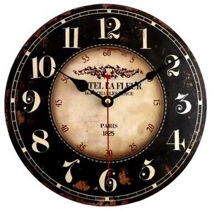 Mrocioa 12 inch Round Black Paris Decorative Wall Clock with Big Arab Numerals, Retro Wood Wall Clocks for Living Room,Office and Kitchen,Colorful Quality Quartz Quiet Round Hanging Clock