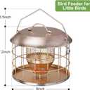 Metal Caged Bird Feeder, Squirrel Proof Bird Feeders for Outdoors Hanging, Wild Birds Feeder for Small Sparrows Finchs, Squirrel Chew-Proof Birdfeeder for Outside Backyard Birding Watching Gifts