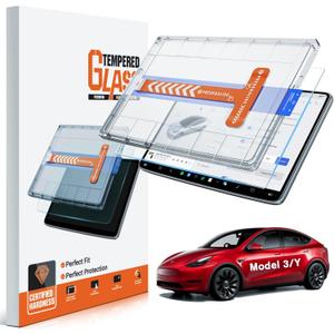 For Tesla Model Y (2020-2025) & Model 3 (2017-2023) Matte Screen Protector [No More Glare& Fingerprint] - 9H+ Tempered Glass 15 inch - Mounting Frame - Not for Juniper&Highland