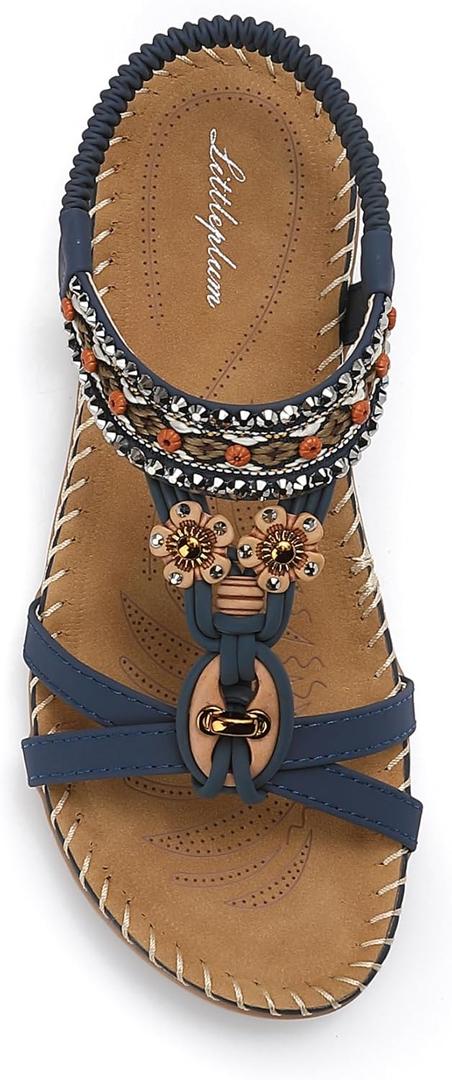 Littleplum Womens Sandals Arch Support Summer Beach Sandals Comfort Walking Shoes Bohemian Flip Flops Sandals for Women (8, Fashion Blue)