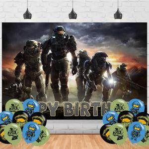 Game Backdrop Birthday Banner for The Master Chief Birthday Party Supplies The Master Chief Photograph Background Photo Booth 5x3ft
