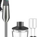 Immersion Blender RPM 1600010% Scratch Resistant Hand Blender,15 Speed and Turbo Mode Hand Mixer, 3-in-1 Heavy Duty Copper Motor Stainless Steel Smart Stick with Egg Beaters and Chopper (Grey)