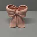 Pink Bow Vase Coquette Pink Ceramic Vase Pen Holder 6.3x4.9x3 in Makeup Brush Holder Contemporary Design Decorative Women Gift for Christmas Home Office Shelf Table Room (Slim)