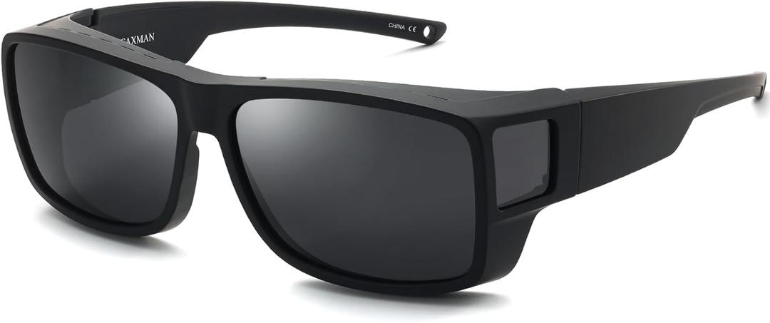 CAXMAN Fit Over Glasses Sunglasses Polarized Wrap Around Sunglasses with Side Window Shields for Full Protection (Matte Black Category 4 Super Dark Lens) CAXMAN Fit Over Glasses Sunglasses Polarized Wrap Around Sunglasses with Side Window Shields for Full Protection (Matte Black Category 4 Super Dark Lens)