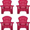 Little Tikes Kids Garden Chair 4 Pack in Red, Outdoor Toddler Activity Adirondack Chairs for Picnic, Garden, Patio, Backyard & Beach, Outdoor Chair Set