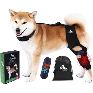 Universal Dog Knee Brace with Hot/Cold Therapy Pack, Adjustable, Breathable, Extra Comfortable Collar with Stabilising Back Brace (Medium)