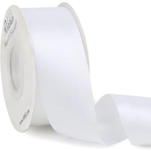 Ribbli White Double Faced Satin Ribbon,1-1/2 x Continuous 25 Yards,Use for Bows Bouquet,Gift Wrapping,Wedding,Floral Arrangement