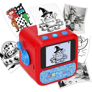 AI Voice-Powered Sticker Printer for Kids, Portable Pocket Ink-Free Thermal Sticker Maker with HD Display, Creative Art Gifts for Boys & Girls Age 3-12(AI Printer + 5 Sticker Rolls)