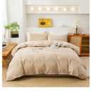 ECOCOTT Duvet Cover Set, 100% Washed Cotton Linen-Like Soft & Breathable, Durable Comfy Bedding Set for All Seasons (Khaki, Twin)