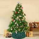 MODFUNS 28.8 Inch Green Christmas Tree Collar Large Sequins Xmas Tree Collars Glitter Christmas Tree Ring Sparkly Velvet Tree Skirt Box Vintage Tree Stand Collar for Xmas Party Christmas Tree Skirt