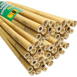 Jollybower 1" D 93IN (Approx 8 Feet) Bamboo Stakes 50 Pack, Thicker Heavy-Duty Plant Stakes, Natural Garden Stakes for Bean, Tomato, Bean, Flowers, Trees Potted and Climbing Plant Support