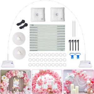 Balloon Arch Kit, 7.4ft Balloon Arch Stand Frame with Base: for Wedding Baby Shower Birthday Party Decorations Garden Arbors (White)