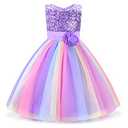 Uhnice Little Girl's Sequin Sleeveless Mesh Rainbow Dress for Wedding Party (3 Years, Purple) 110