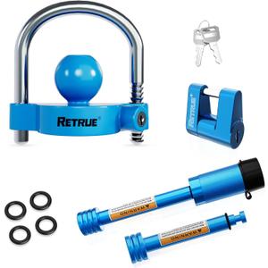 RETRUE Keyed Alike Trailer Lock Set Tow & Store Lock Kit Include Universal Coupler Lock & Dual Hitch Receiver Pin Lock & Trailer Tongue Lock, Blue