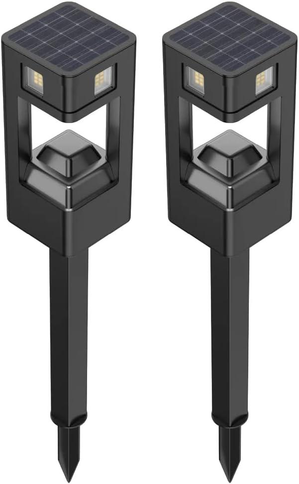 Infinity X1 Solar Path & Motion Security Lights (2-Pack)  500 Lumens Motion Activated, 50 Lumens Dusk-to-Dawn, IPX4 Weatherproof, 360 Detection, Outdoor LED Stake Lights for Yard, Walkway & Garden