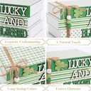 Valery Madelyn St Patrick's Day Decorations, St Patrick's Day Wooden Book Decor, Shamrock Decorations for Tiered Tray Shelf Coffee Table Side Table Home Office with Tassel and Beads, 5 inch (Medium)