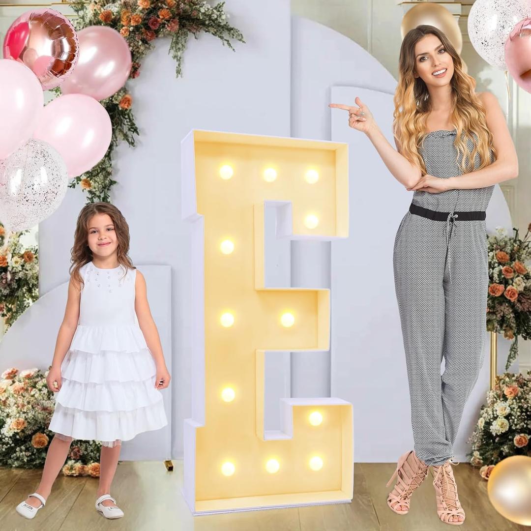 4ft Marquee for Letters E, Large Light up Letters 4ft, Multifunctional Large Marquee for Letters 4 Feet Tall for Party Decorations, Letter Balloons, Wedding Decor, Proposal Decorations (Letters E)