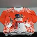 Christmas Sweatshirts for Women:Funny Snowman Printing Xmas Holiday Crewneck Long Sleeve Pullover Top (Large, Red)